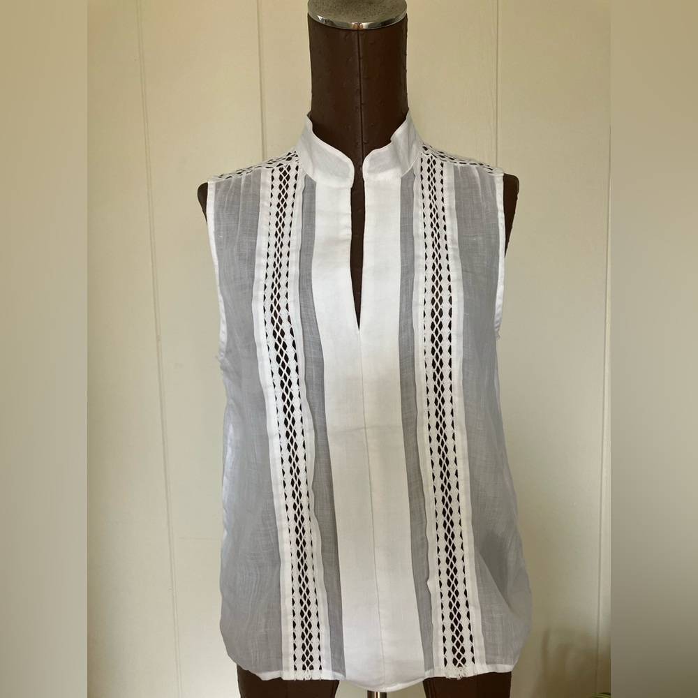 White Ramie smock top. XS. FRAME